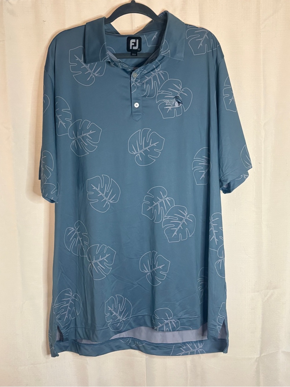 FootJoy Blue Tropical-Print Golf Polo